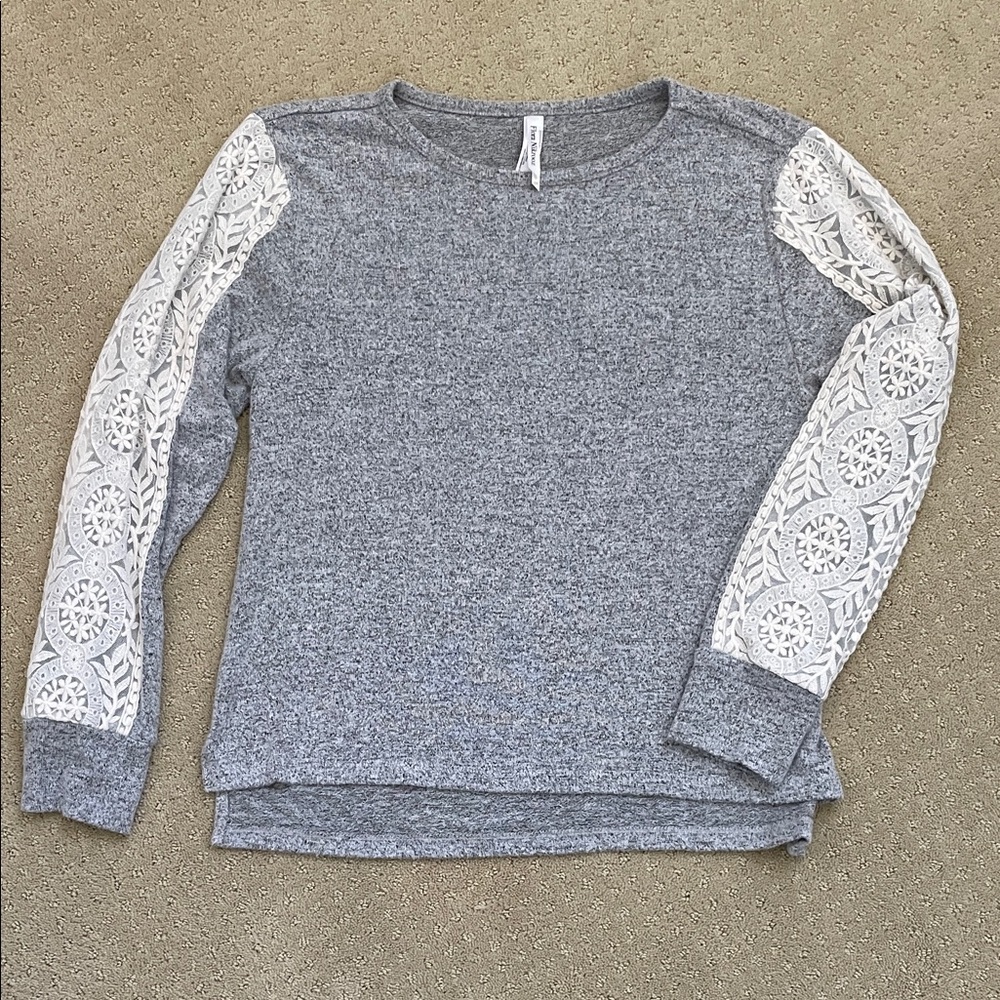 Anthropologie- Flora Nikrooz Gray Marled Knit Top, Size XS